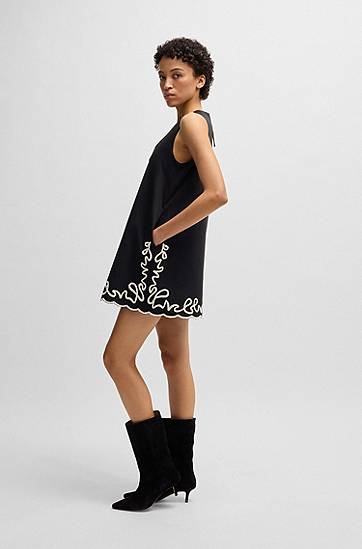 Šaty BOSS Embroidered Shift Dress Čierna | 50540370, 1