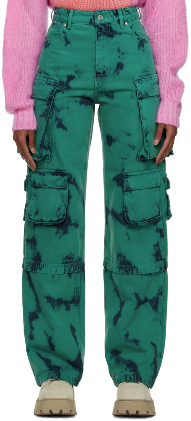 Džínsy MSGM MSGM Exclusive Tie-Dye Cargo Jeans Zelené | 3341MDP53T 227780