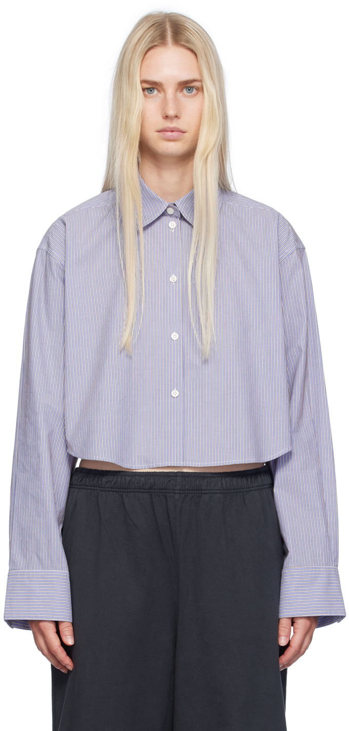 Košeľa Acne Studios Blue & White Jacquard Pinstripe Shirt Modrá | AC0689-, 0