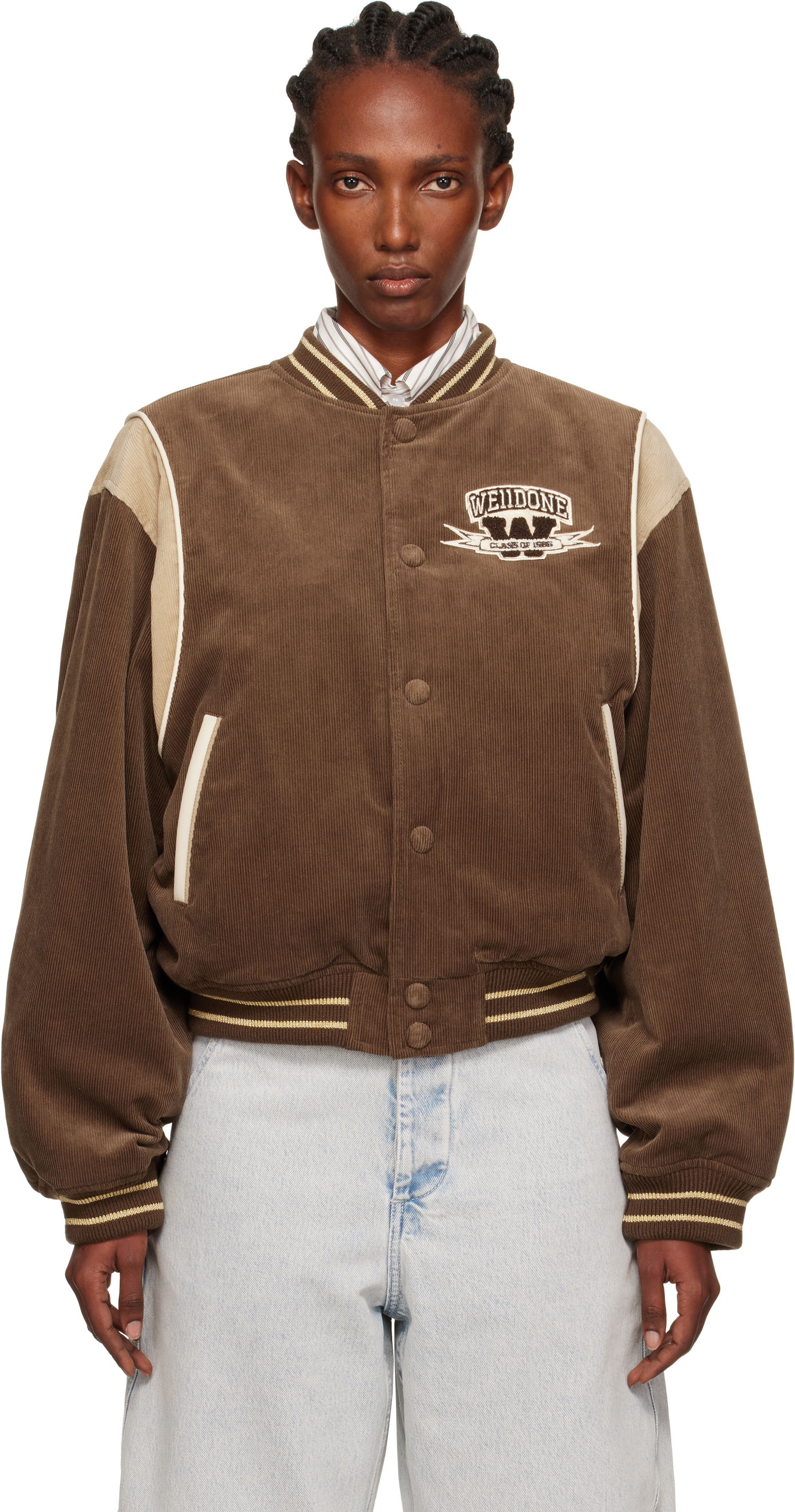 Bomber bunda We11done We11done College Corduroy Varsity Jacket Hnedá | WD-JP2-25-060-W-BR, 0