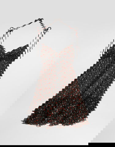 Šaty Dolce & Gabbana Dolce & Gabbana Small Rose-print Short Chiffon Dress Čierna | F60HWTIS10IHN5XJ, 0