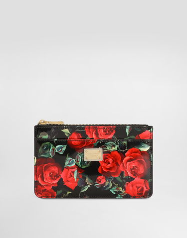 Peňaženka Dolce & Gabbana Dolce & Gabbana Rose Print Polished Calfskin Card Holder Čierna | BI1261A6O23HN5KQ, 0