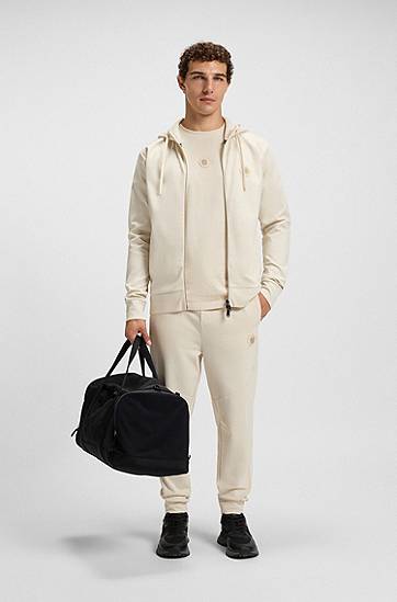 Mikina BOSS Relaxed Fit Cotton Blend Hoodie with Monogram Béžová | 50545581, 1