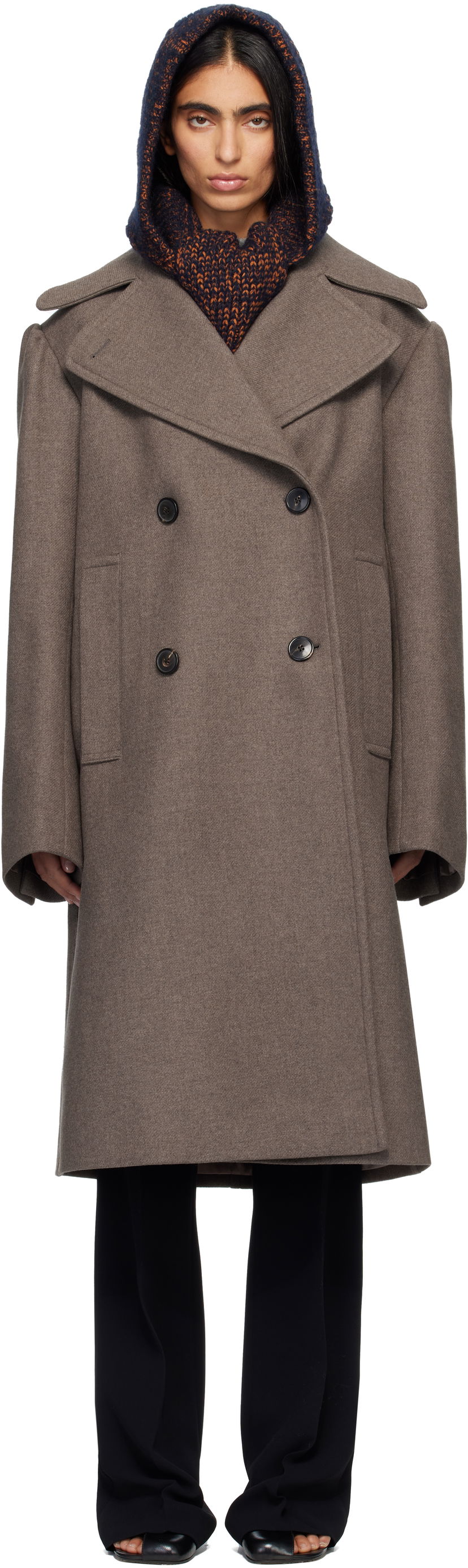 Kabáty Dries Van Noten Dries Van Noten Double-Breasted Coat Hnedá | 252-010270-2216