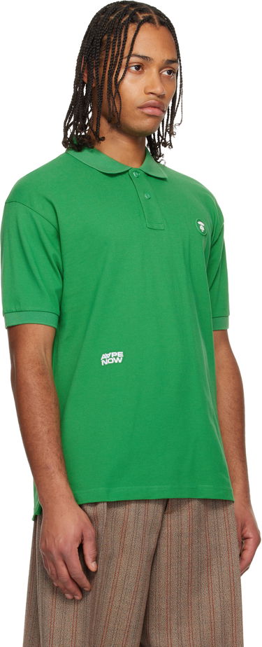 Polo tričko AAPE by A Bathing Ape AAPENOW Moonface Logo Polo Zelené | AAPPOM1609XXNGRD, 1