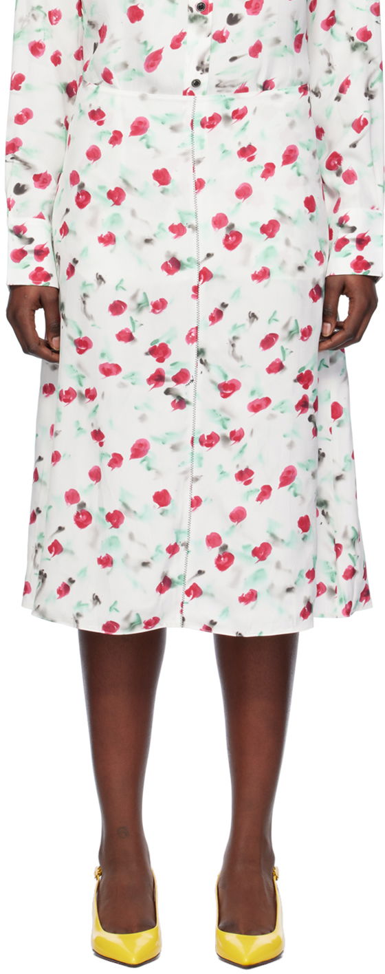 Sukňa Marni Printed Midi Skirt Biela | GOMA0580A0 UTVA12, 0