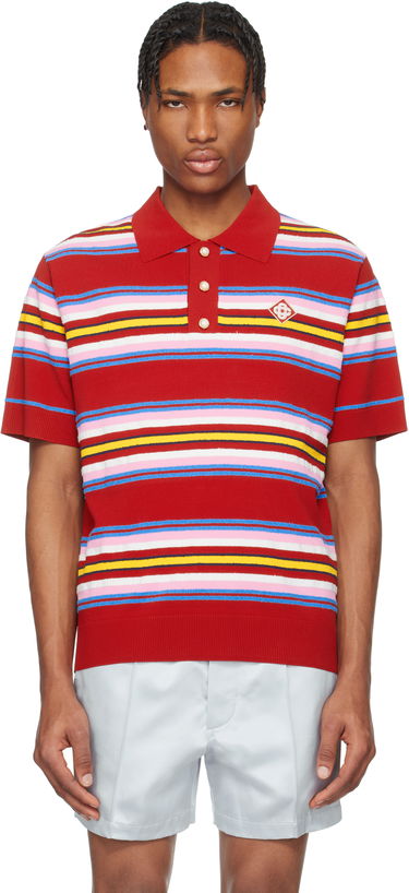 Polo tričko Casablanca Casablanca Stripe Oversized Polo Červená | MS25-KW-906-01, 0