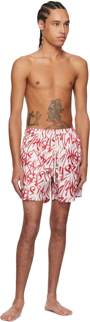 Plavky Palm Angels Palm Angels Graffiti Print Swim Shorts Biela | PMFD012S25FAB0010325, 3