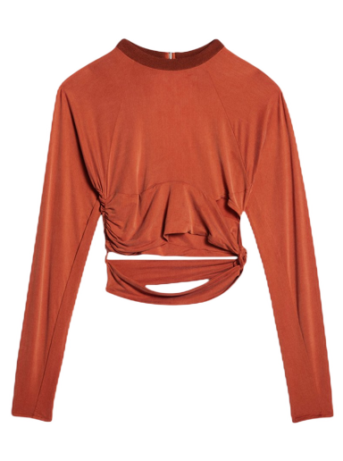 Crop Top Jacquemus Le Espelho Knotted Cut-Out Červená | 231JS120-2307-470