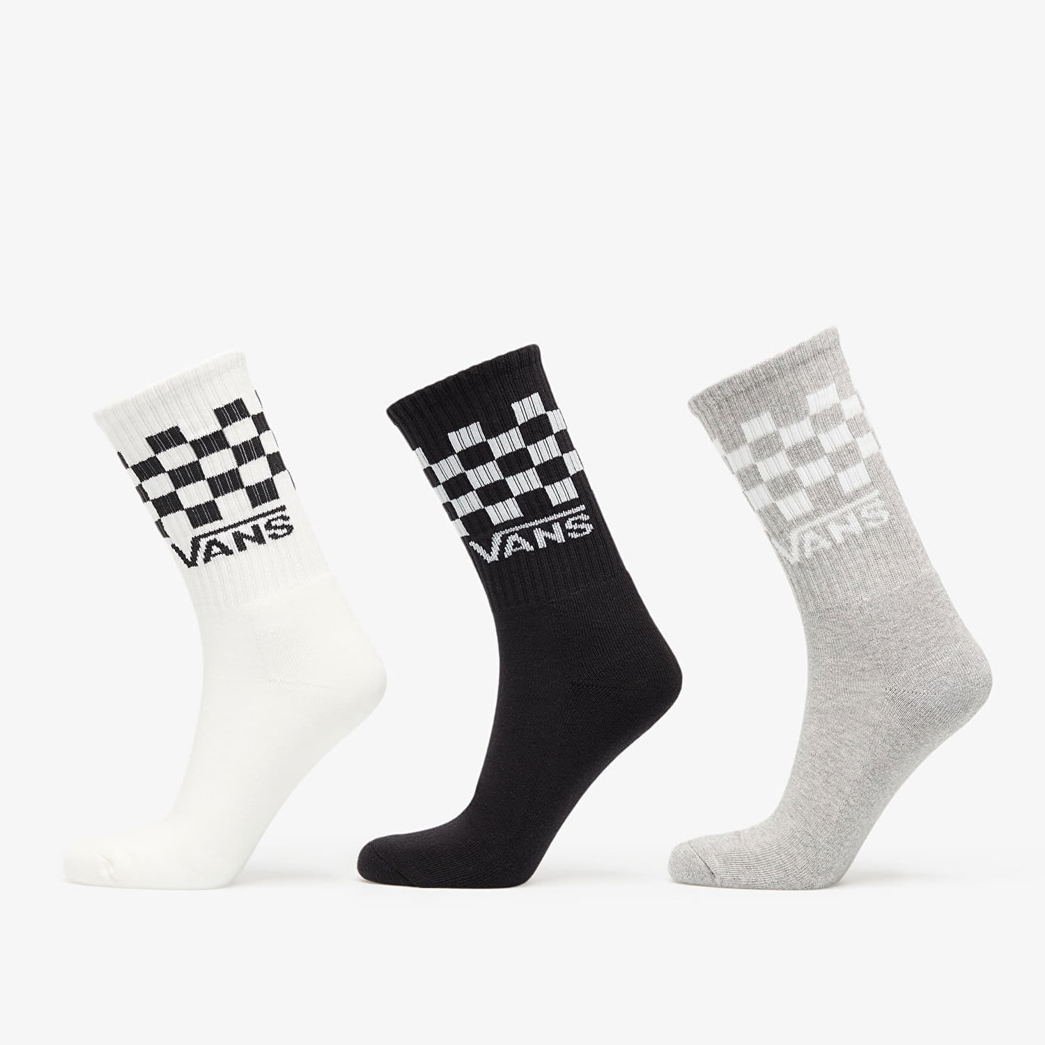 Ponožky Vans Vans Classic Check Crew Socks 3-Pack Šedá | VN000QBUY281, 0