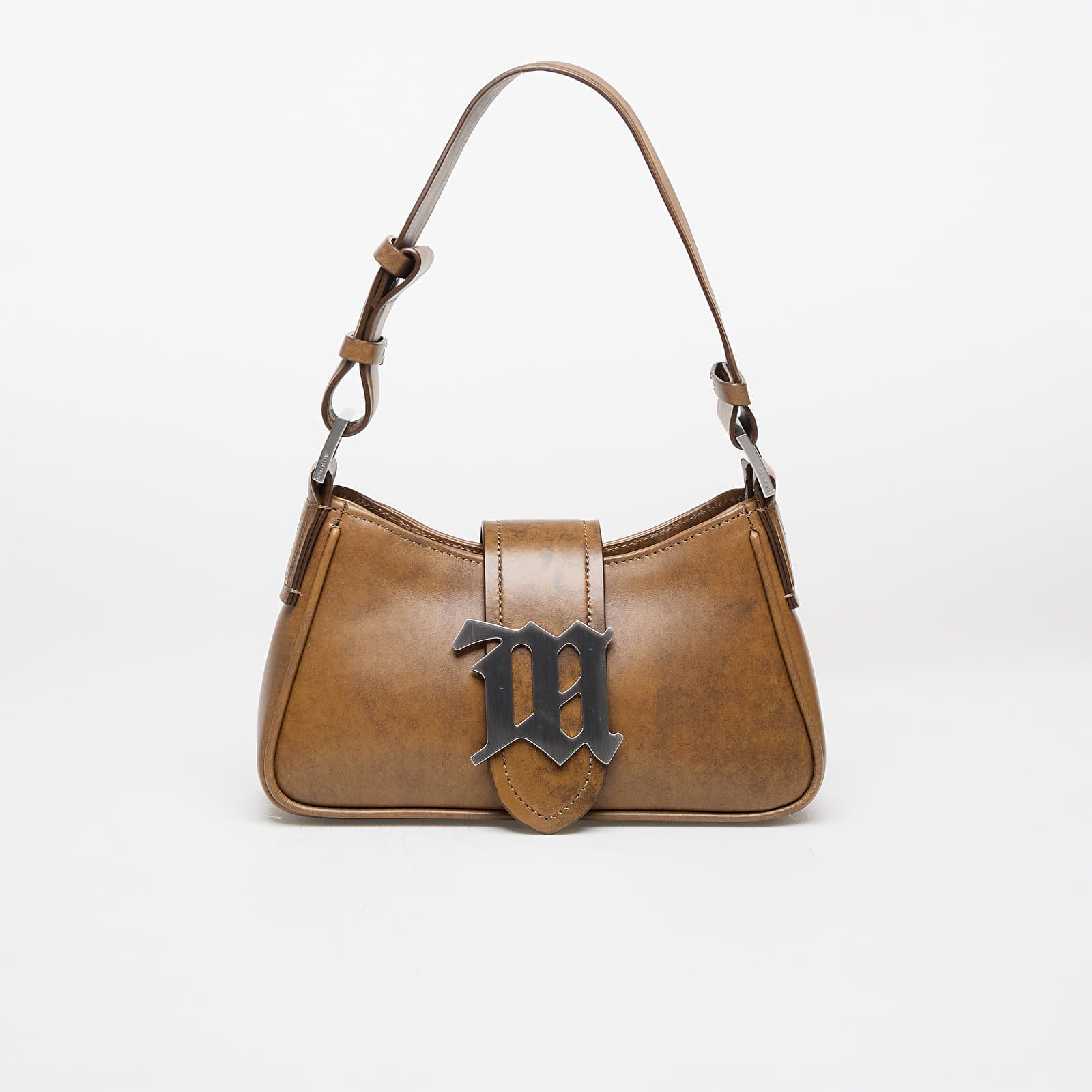 Leather Shoulder Bag Small Brown Faded
