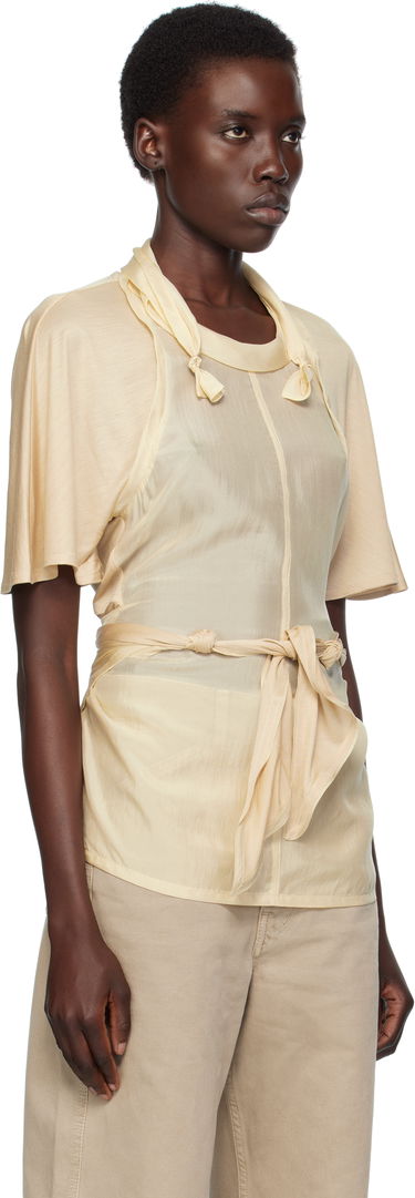 Tričká a tielka LEMAIRE Lemaire Mixed Fabric Knotted Top Béžová | TO1332 LF1373, 1