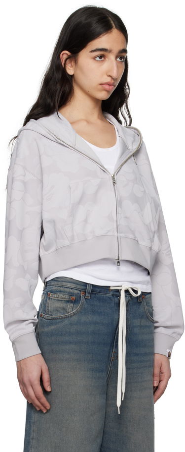 Mikina BAPE BAPE Jacquard One Point Cropped Zip Hoodie Šedá | 001ZPL302013L, 1