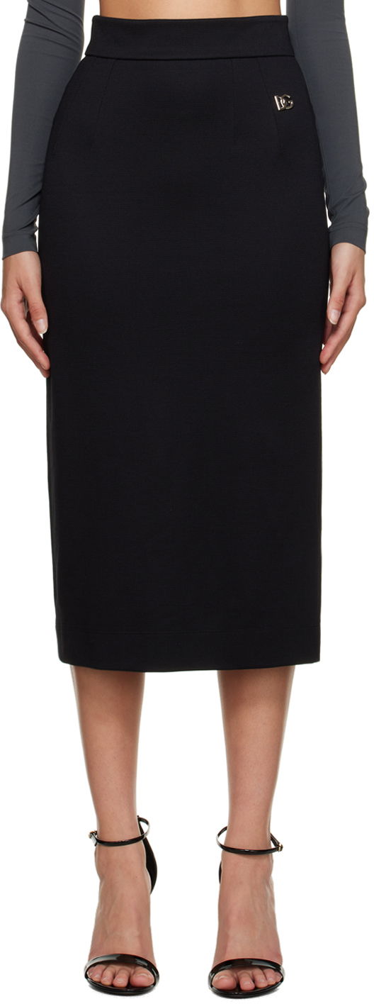 Black Milano Midi Skirt