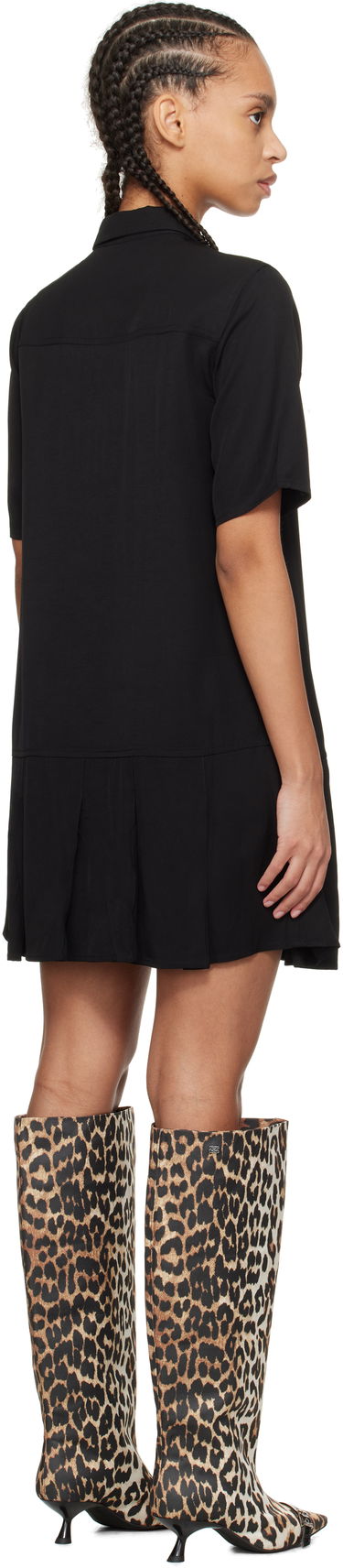 Šaty GANNI GANNI Viscose Twill Mini Dress Čierna | W0083, 2