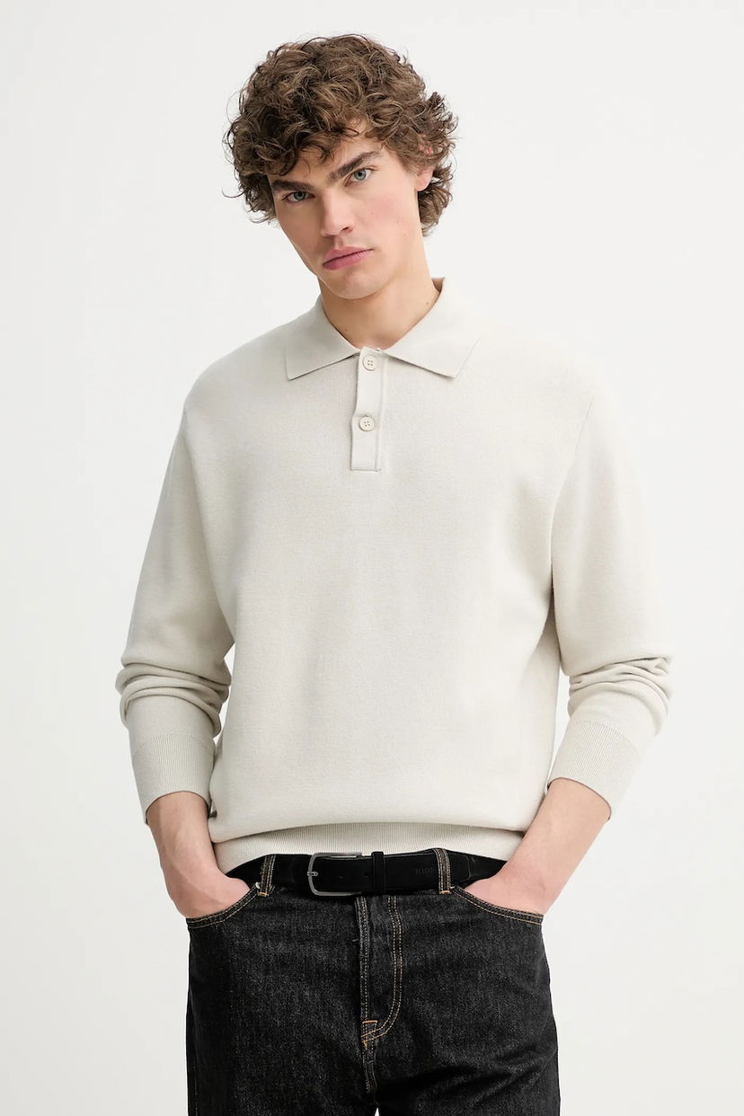 Polo tričko Samsoe Samsoe Samsoe Samsoe SANINO Knit Polo Shirt Béžová | M25200022
