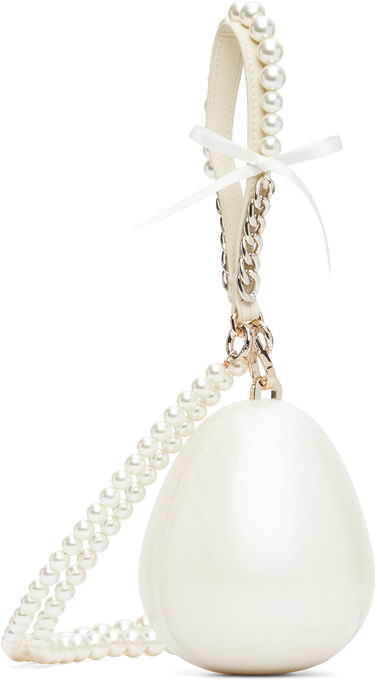 Kabelka Simone Rocha Simone Rocha Pearl & Chain Strap Pearl Egg Bag Biela | BAG110ECBOW 0773, 1