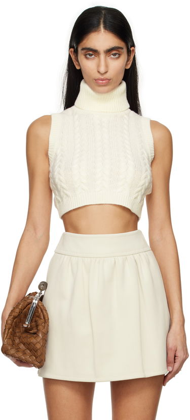 Sveter Max Mara Max Mara Cable Knit Sleeveless Turtleneck Biela | 2411361121600, 0