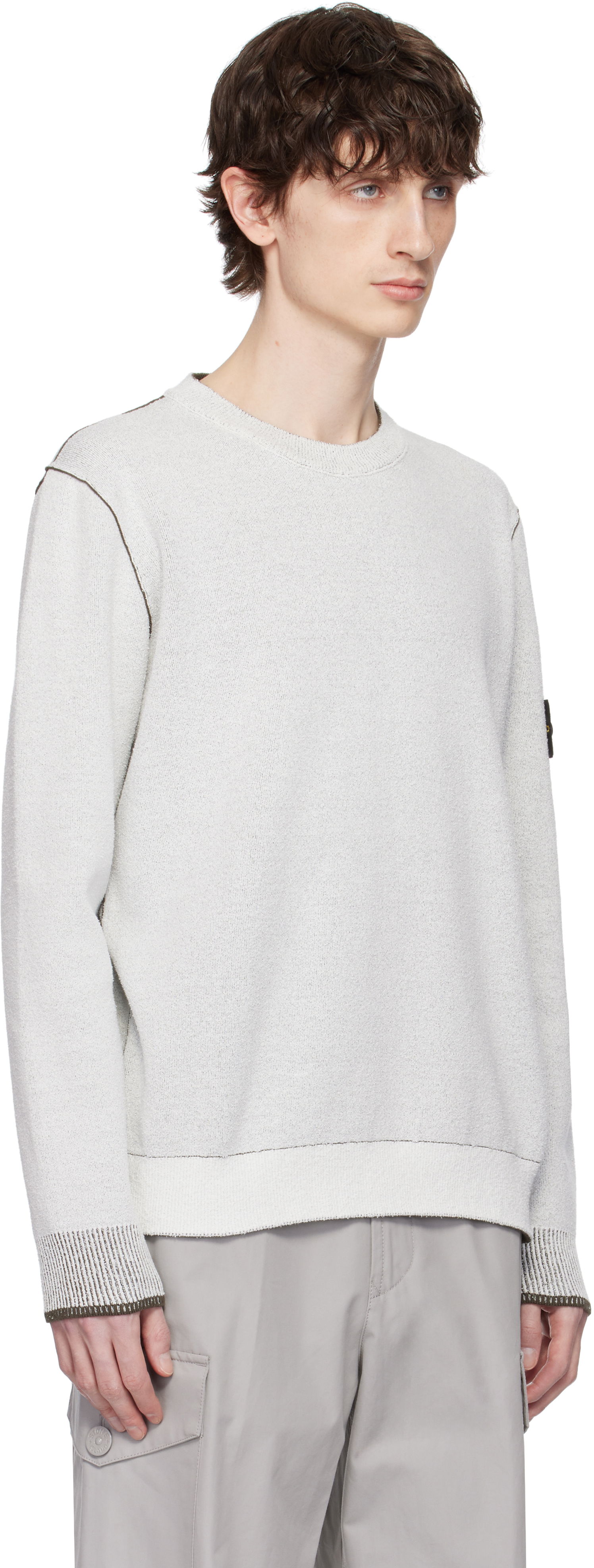 Sveter Stone Island Stone Island Double Face Cotton & Nylon Sweater Biela | K1S15 5100021 S00D9, 1