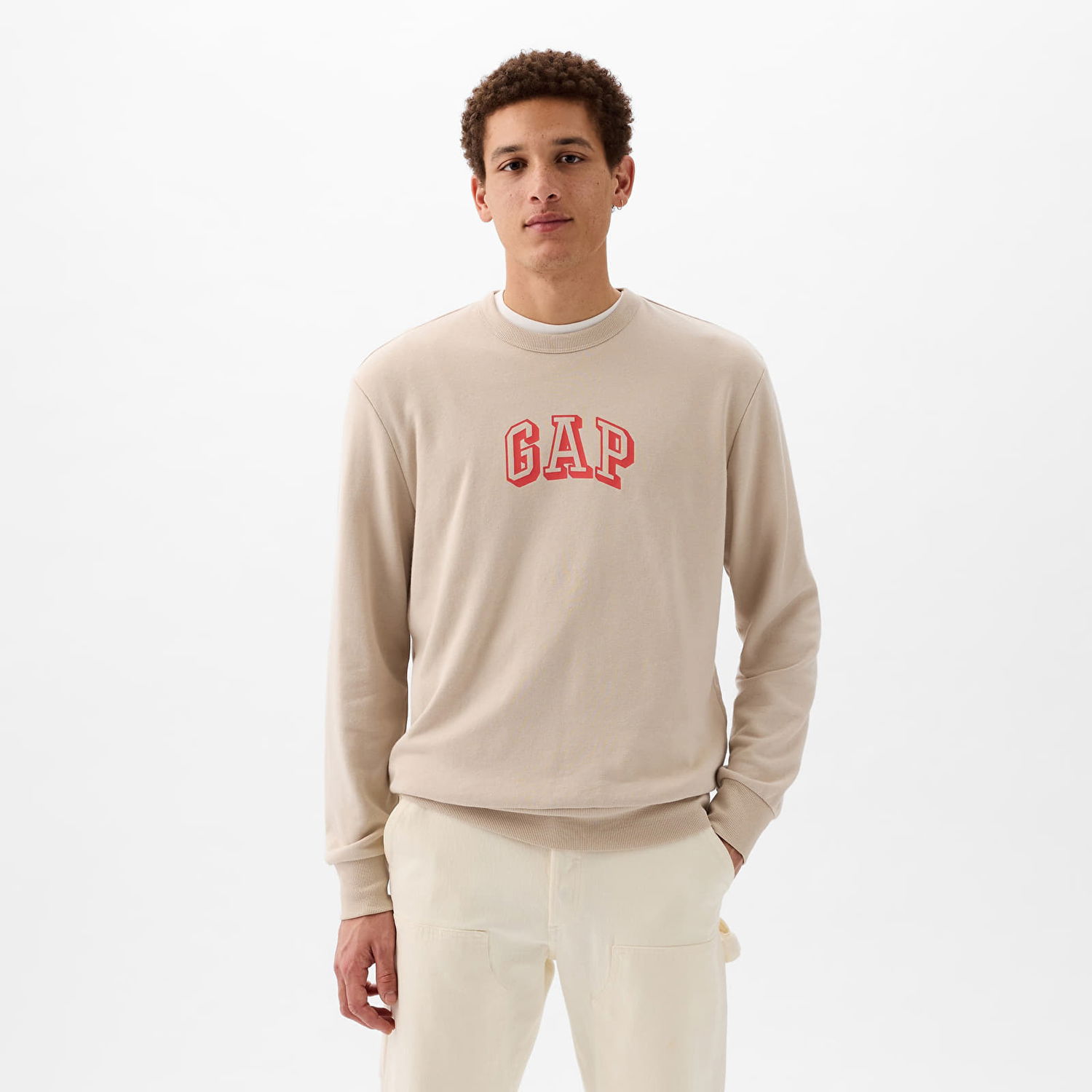 Mikina GAP Logo Crewneck Sweatshirt Bedrock 291 Béžová | 868456-01, 0