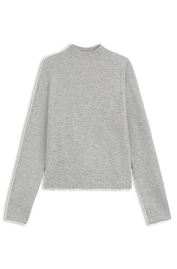 Sveter BOSS Mock-neck sweater in a wool blend with cashmere Šedá | 50547907