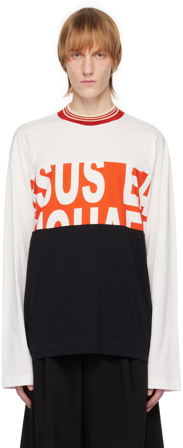 Tričko Dries Van Noten Paneled Long Sleeve T-Shirt Biela | 231-021145-6600, 0