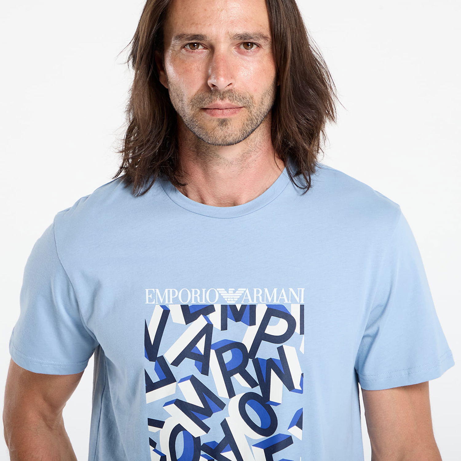 Tričko Emporio Armani Emporio Armani Crew Neck Ashley Print Lettering T-Shirt Modrá | EM000574AF12349F9029, 1