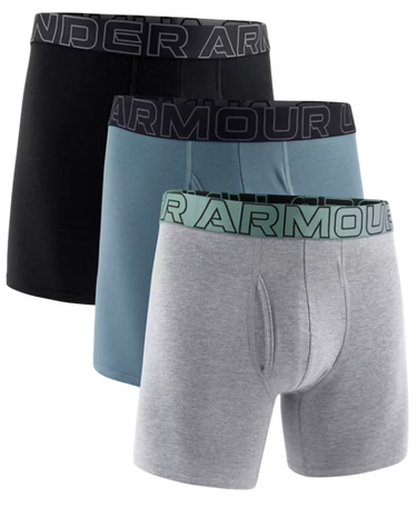 Boxerky Under Armour Under Armour Solid 6" Boxer Shorts, 3-Pack Šedá | 1383889-035, 0