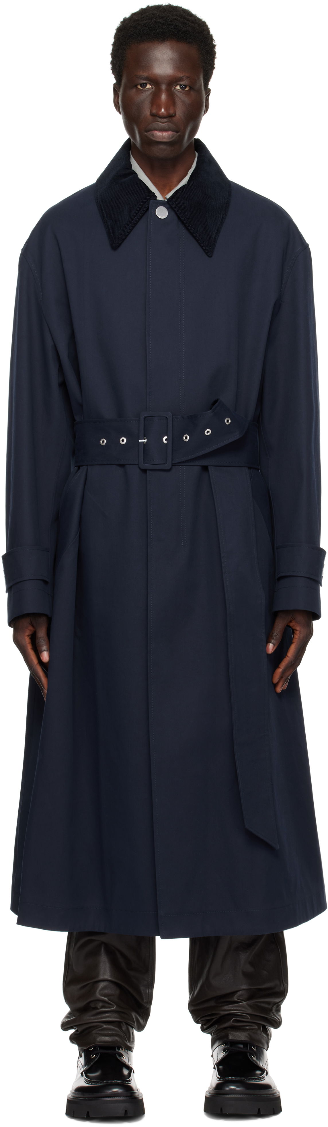 Trenčkot AMI Belted Mac Trench Coat Navy | UJK505.CO0081, 0