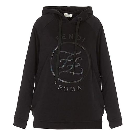 Mikina FENDI Karligraphy Logo Drawstring Hoodie Čierna | FAF105AA4HF0ZNJ, 0