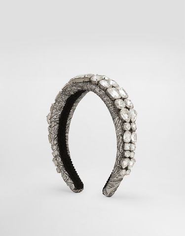 Doplnky Dolce & Gabbana Floral Jacquard Embroidered Headband with Crystal Embellishment Metalická | FY367ZGDDDMS8400, 2