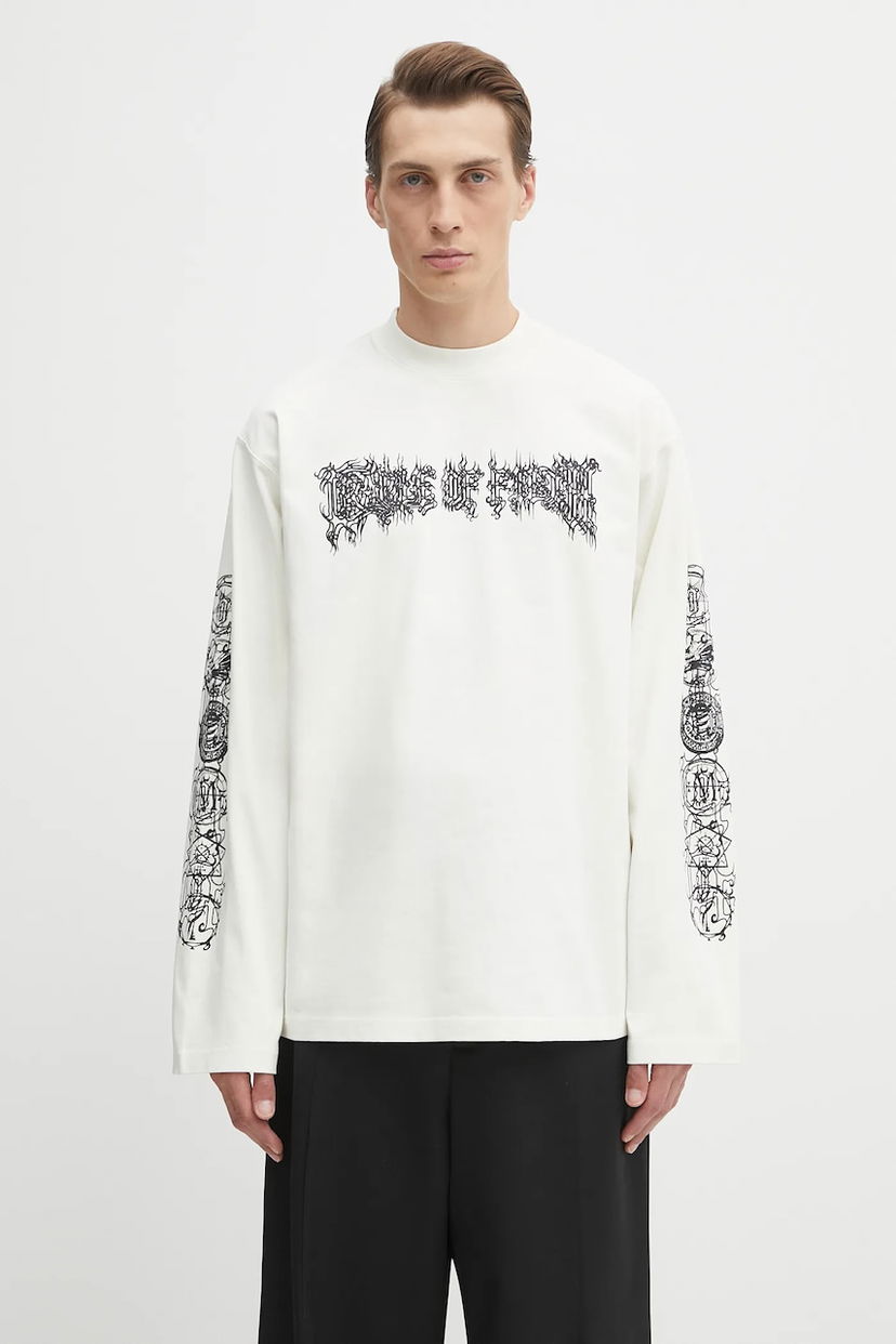 Tričko VETEMENTS VETEMENTS Cof Double Logo Longsleeve T-Shirt Biela | UCF76LS250I