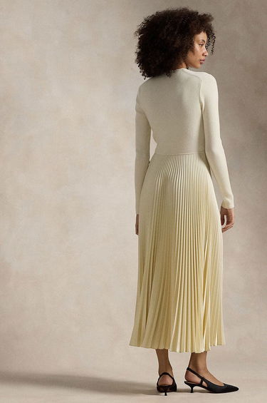 Šaty Polo by Ralph Lauren Pleated Midi Dress Béžová | 211948693, 1