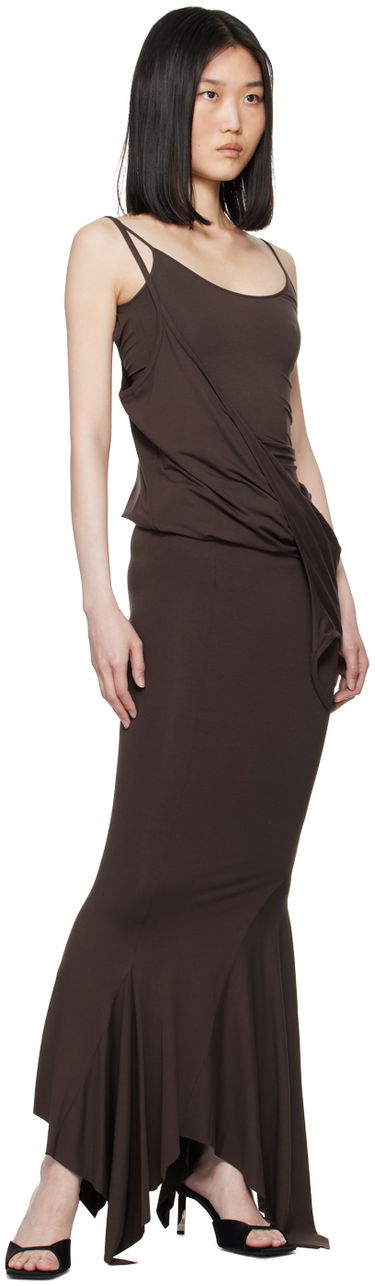 Šaty The Attico Attico Layered Midi Dress Hnedá | 247WCM121 J045, 3