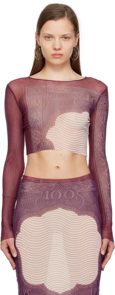Crop Top Jean Paul Gaultier Jean Paul Gaultier 'The Cartouche' Long Sleeve Top Fialová | 24/25-U-TO018-T515-300128, 0