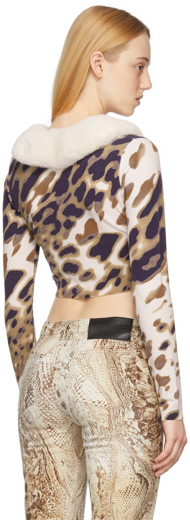 Sveter Blumarine Blumarine Print Cropped Cardigan with Faux Fur Collar Rôznofarebný | 2M147A, 2