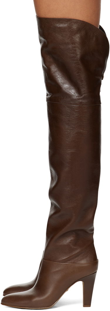 Ponožky CHLOÉ Chloé Eve Thigh-High Leather Boots Hnedá | CHC24W03POO, 2