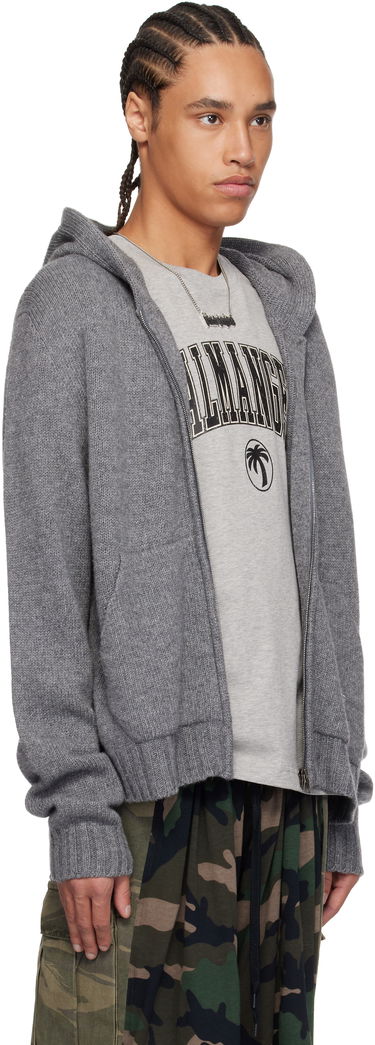 Sveter Palm Angels Palm Angels Knit Zip Hoodie Šedá | PMHU023S25KNI0010803, 1
