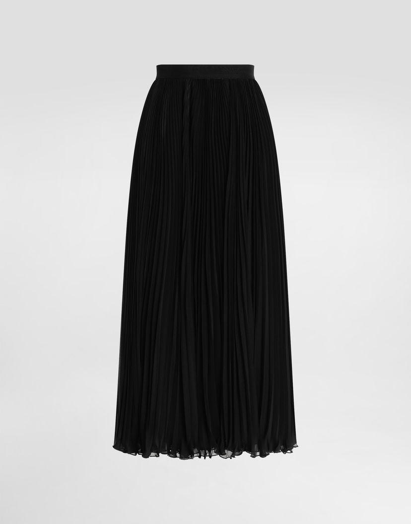 Sukňa Dolce & Gabbana Dolce & Gabbana Long Pleated Chiffon Skirt Čierna | F4BCITFUSNWN0000