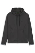 BOSS Cotton-Blend Zip-Up Hoodie with Stripe Details