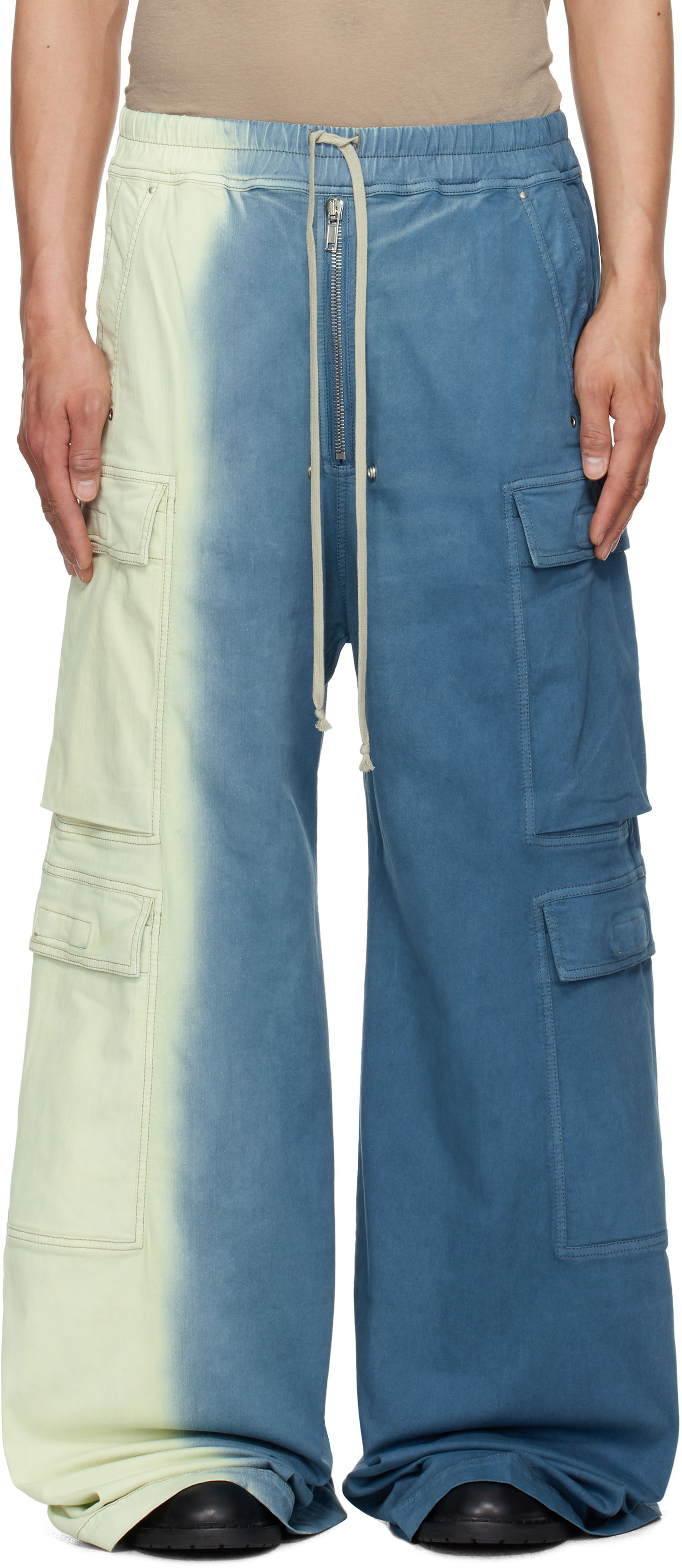 Cargo nohavice Rick Owens Rick Owens DRKSHDW Hollywood Double Cargo Jumbo Belas Denim Pants Modrá | DU01E3398 SDDE, 0