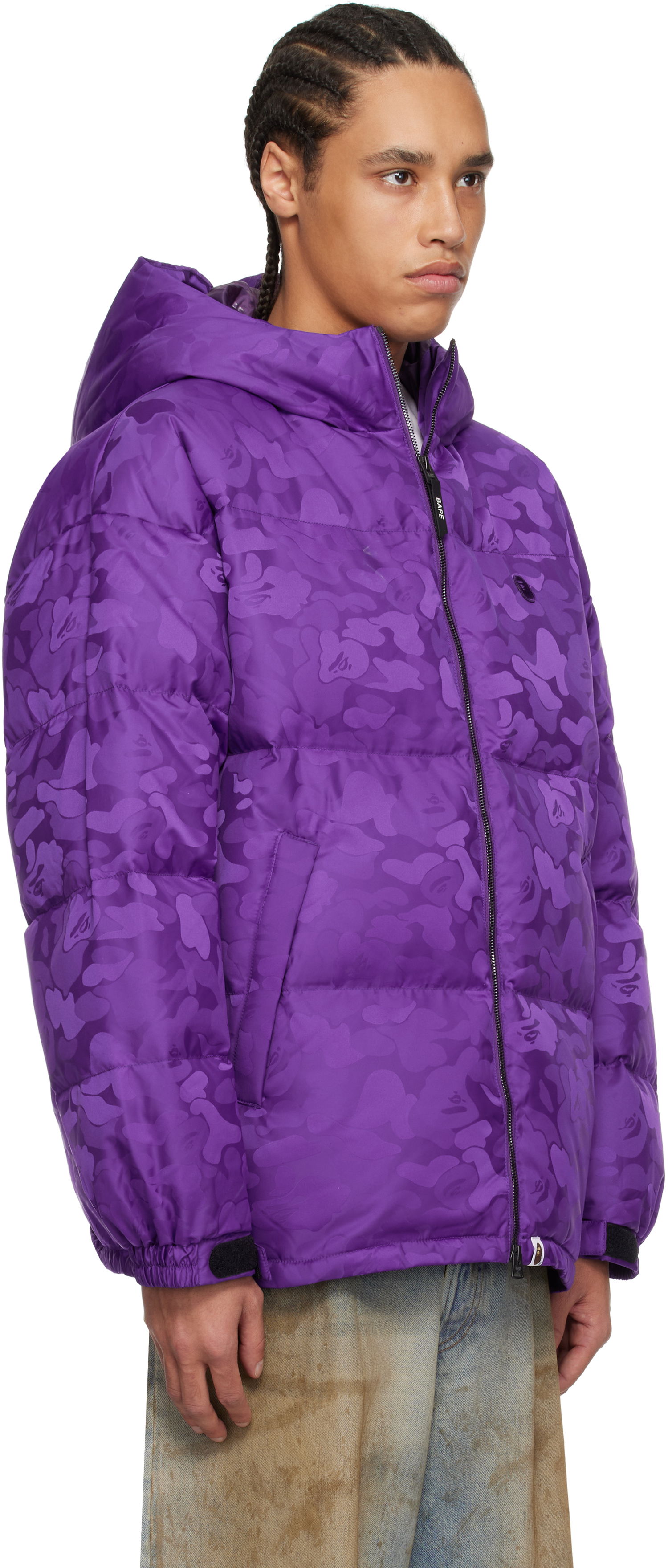 Prešívaná bunda BAPE A Bathing Ape Camo Jacquard Down Jacket Fialová | 001DNK801001M, 1