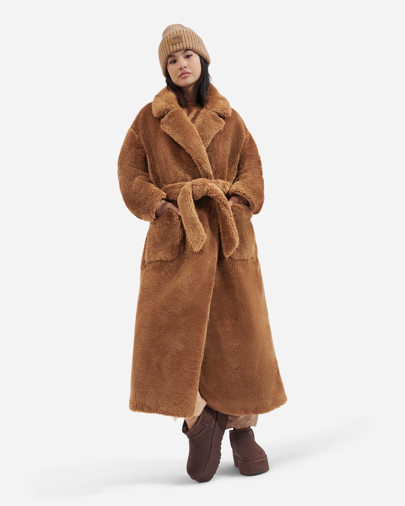 Kabáty UGG Faux Fur Wrap Coat Hnedá | 1149930-PEC