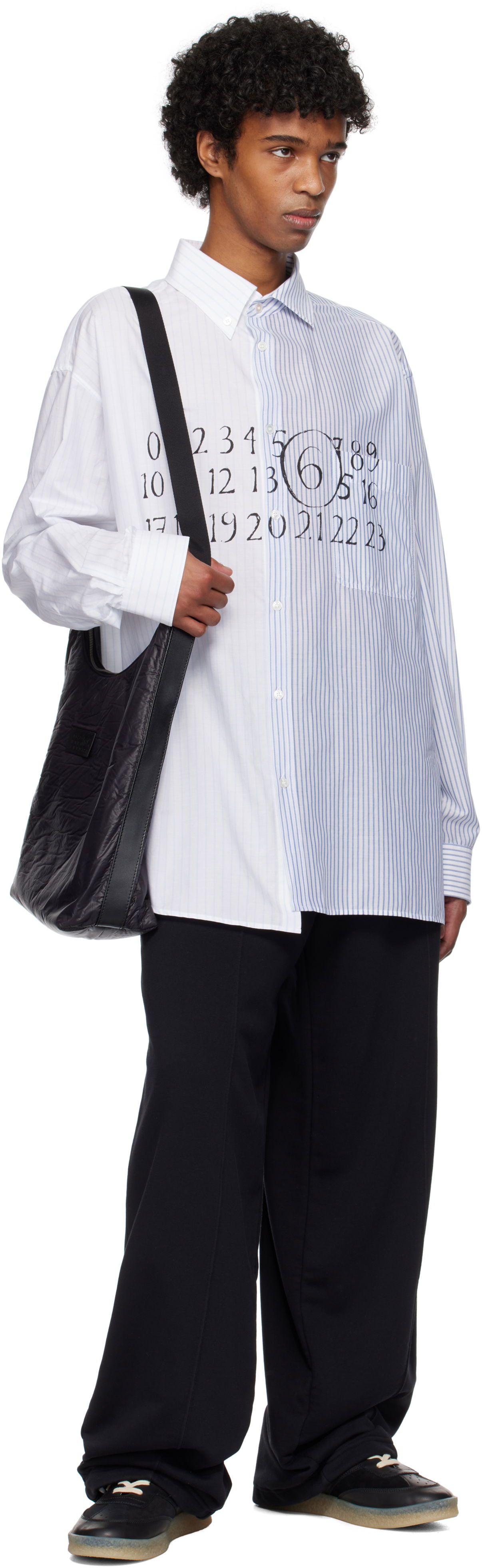 MM6 Maison Margiela Numeric Print Asymmetric Shirt