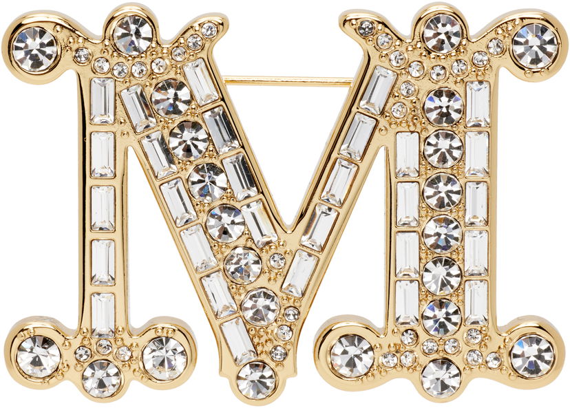 Spona Max Mara Bath2 Crystal-Embellished Letter M Brooch Metalická | 2524756012600