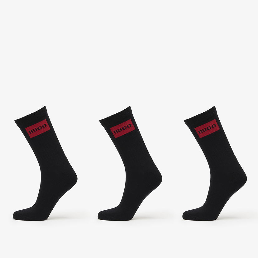 Ponožky BOSS Hugo Men-H-3-Pack Qs Rib Label Cc Black Čierna | 50531515-001