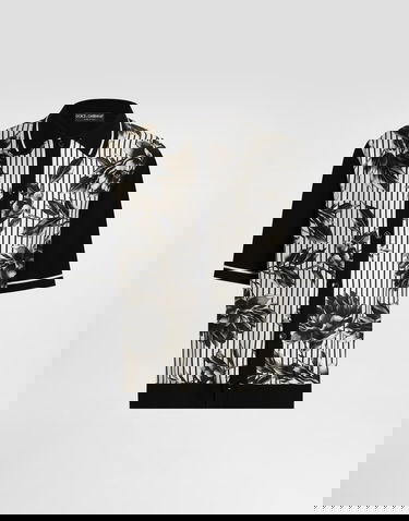 Polo tričko Dolce & Gabbana Floral Striped Silk And Cotton Polo Shirt With Twill Short Sleeves - Collection Rôznofarebný | GXV90TJGMF4HK5SS, 0