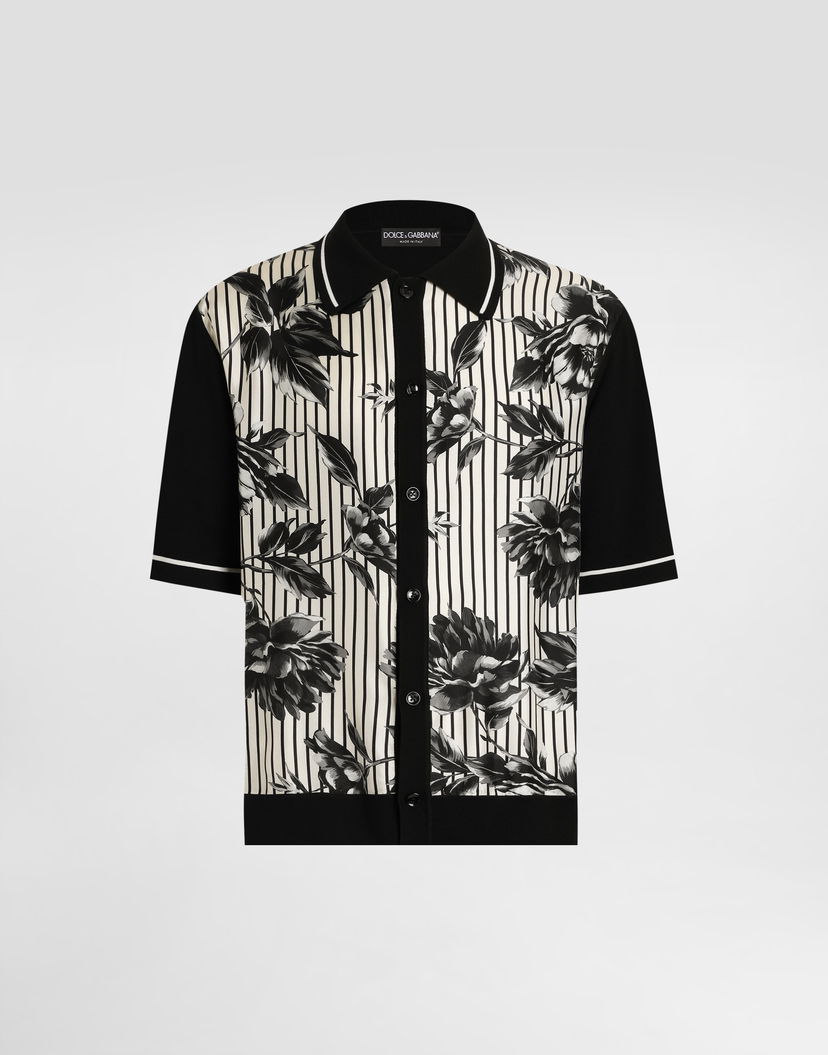Polo tričko Dolce & Gabbana Floral Striped Silk And Cotton Polo Shirt With Twill Short Sleeves - Collection Rôznofarebný | GXV90TJGMF4HK5SS
