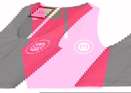 Crop Top Gucci Interlocking G Jersey Crop Top Pink Ružová | 693179 XJD6D 5826