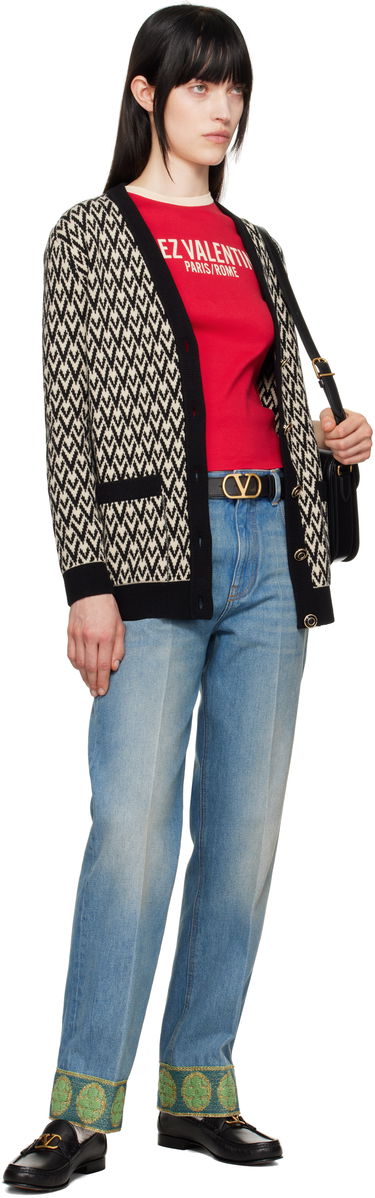 Sveter Valentino Valentino 'Toute La V' Chevron Knit Cardigan Béžová | 6B3KA09A929, 3